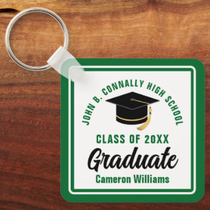 Porte-clés Green White Graduate 2023 Graduation personnalisée