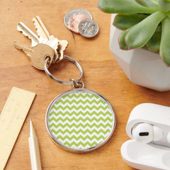 Porte-clés Green Zigzag, Green Chevron, Motif géométrique (Bureau)