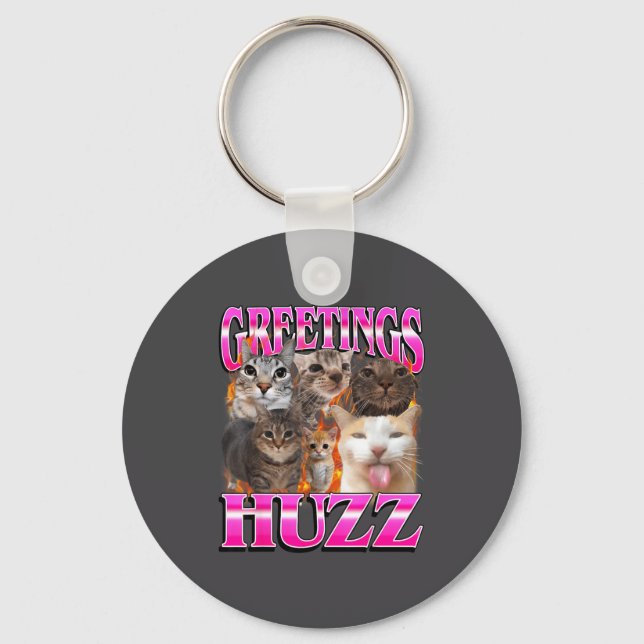 Porte-clés Greetings Huzz Funny Cat Meme Bootleg Graphic Men  (Recto)