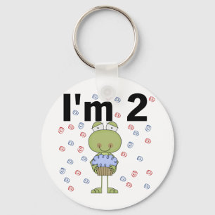 Porte-clés Grenouille avec Cupcake 2e chemises d'anniversaire
