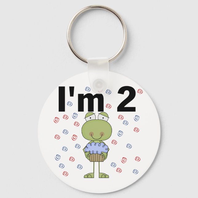 Porte-clés Grenouille avec Cupcake 2e chemises d'anniversaire (Recto)