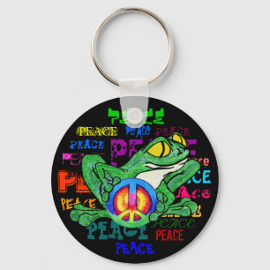 Porte-clés Grenouille avec un signe de paix
