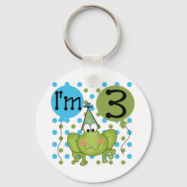 Porte-clés Grenouille Bleue 3ème Anniversaire Tshirts et cade (Recto)