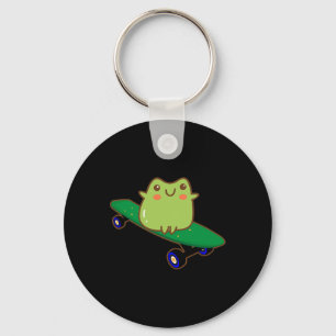 Porte-clés Grenouille drôle sur skateboard esthétique mignon 