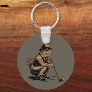 Porte-clés Grenouille Rétro Drôle Amateur de Golf Grenouille 