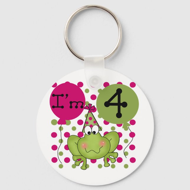 Porte-clés Grenouille rose 4e anniversaire Tshirts et cadeaux (Recto)