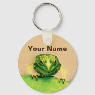Porte-clés Grenouille verte cool Nom personnalisé