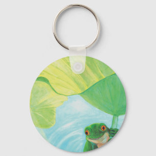 Porte-clés Grenouille verte sous Pad Lily