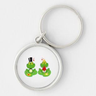 Porte-clés grenouilles à fleurs mariées et mariées