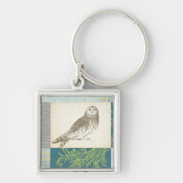 Porte-clés Grey Owl sur Arrière - plan Motif (Devant)