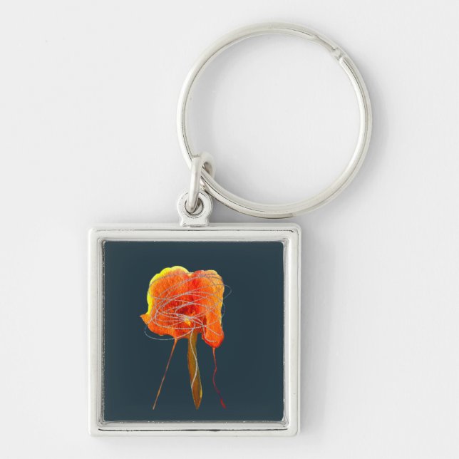 Porte-clés Gribouillage floral abstrait art moderne fleur (Devant)