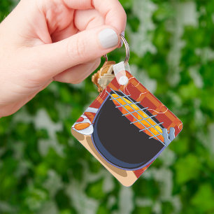 Porte-clés Grillades au barbecue avec des tongues et des broc