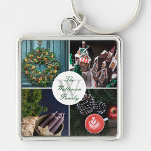 Porte-clés Grille photo personnalisée de Noël Instagram Hyg