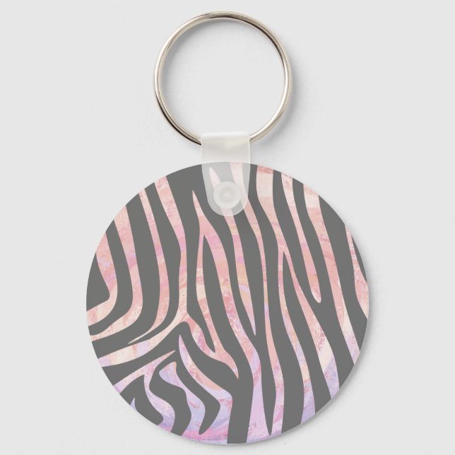 Porte-clés Gris clair et rose Zebra (Recto)