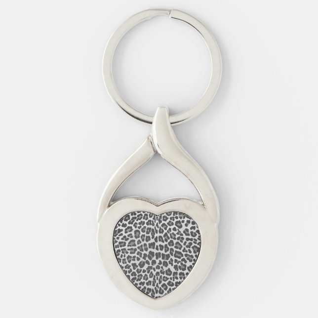 Porte-clés Gris léopard et imprimé gris clair (Devant)