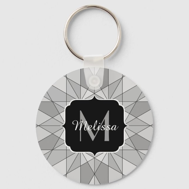 Porte-clés Gris noir Mosaïque Triangle Motif Monogramme (Recto)