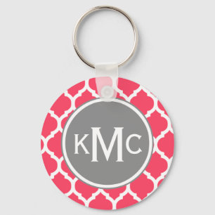 Porte-clés Gris rose clair Monogramme treillis marocain