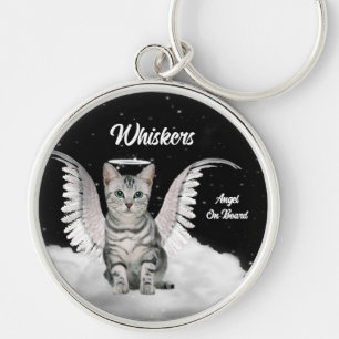 Porte-clés Gris Tabby Angel Chat Sweet personnalisé