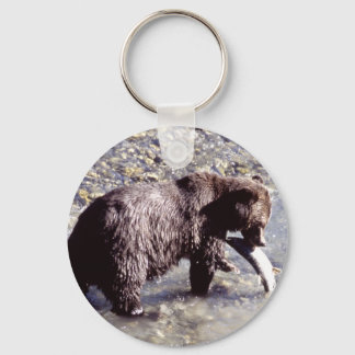 Porte-clés Grizzly Bear Manger un Saumon
