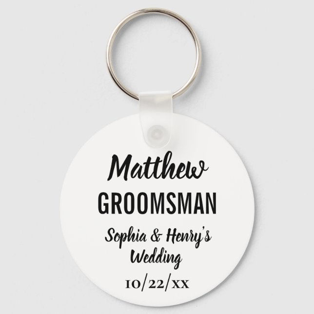 Porte-clés Groomsman Cadeau Moderne Typographie Mariage (Recto)