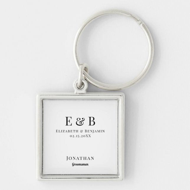 Porte-clés Groomsman Cadeau Personnalisé Mariage de Monogramm (Devant)