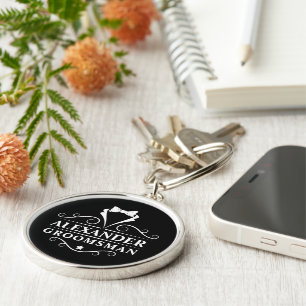 Porte-clés Groomsman Tuxedo Tie Black Premium Round