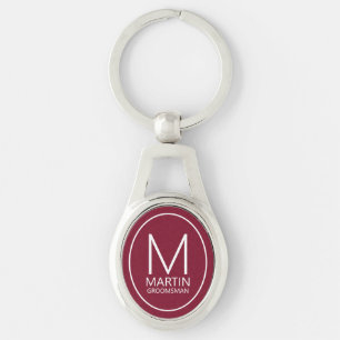 Porte-clés Groomsmen monogramme et nom personnalisé
