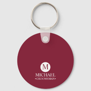 Porte-clés Groomsmen Personnalisé Classique Monogramme et nom