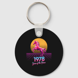 Porte-clés Groovy 2026 Année du Cheval 1978 48e Anniversaire