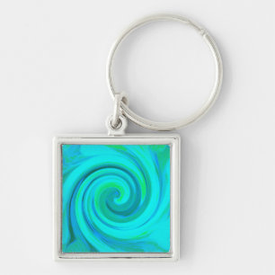 Porte-clés Groovy Cool Abstract Aqua Liquid Art Swirl