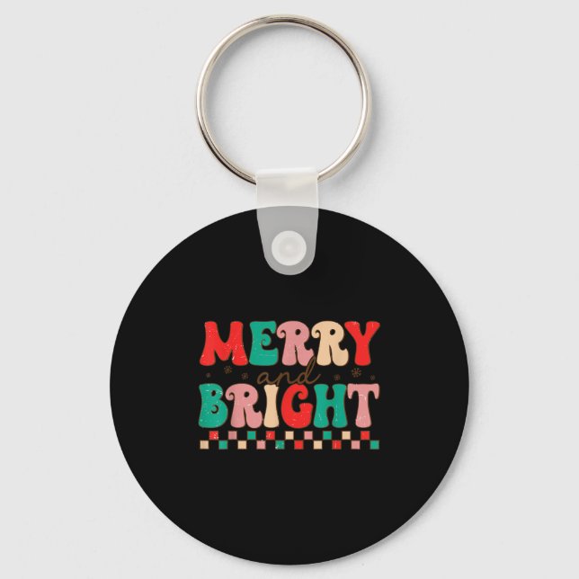 Porte-clés Groovy Merry And Bright Christmas Matching Family  (Recto)
