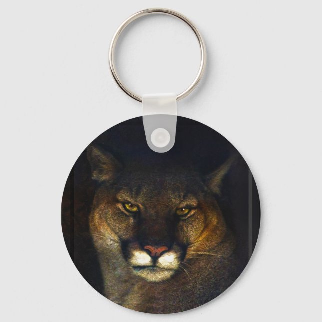 Porte-clés Gros Chat Cougar Mountain Lion Art Design (Recto)