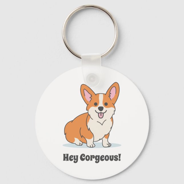 Porte-clés Gros Chiot Corgi - Hey Corgeous (Recto)
