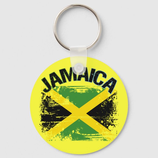 Porte-clés Grunge Style Jamaïque Drapeau Design (Recto)