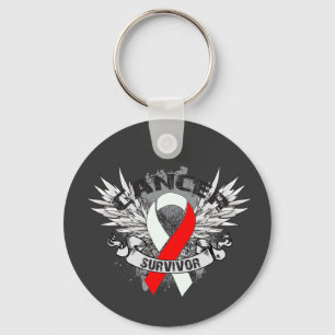 Porte-clés Grunge Winging Ribbon Cancer buccal Survivant