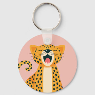 Porte-clés Guépard de dessin animé bâillant Safari fantaisist