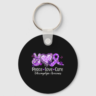 Porte-clés Guérison Amour Paix Ruban Violet Fibromyalgie Sens