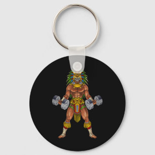 Porte-clés Guerrier Jaguar Aztèque Musculation Gymnastique Ha