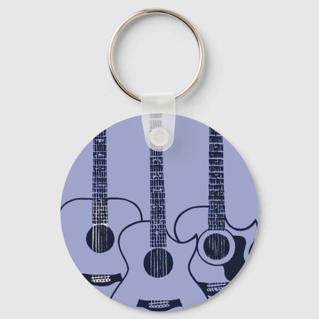 Porte-clés guitare acoustique bleue (Recto)