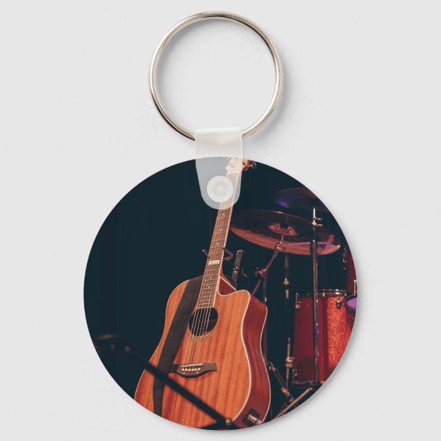 Porte-clés Guitare acoustique cool (Recto)