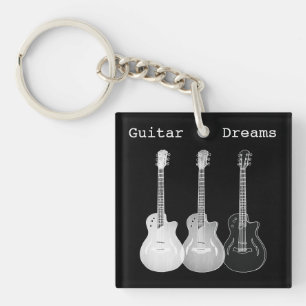 Porte-clés Guitare acoustique électrique Musique d'art noir e