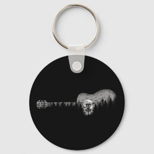 Porte-clés Guitare Disc Golf Paysage Arbres Hommes Femmes