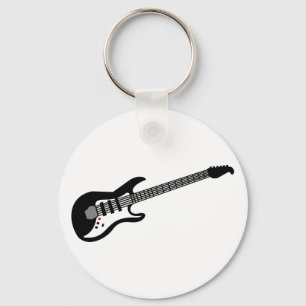 Porte-clés Guitare électrique noire et blanche