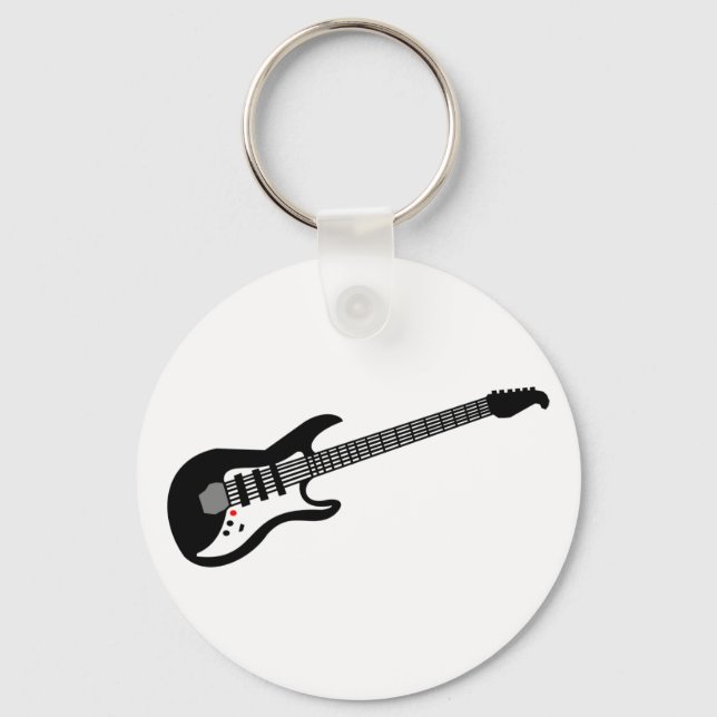 Porte-clés Guitare électrique noire et blanche (Recto)