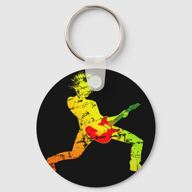 Porte-clés Guitare Jouer Rocker (Recto)