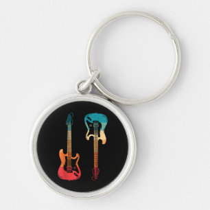 Porte-clés Guitare Rétro Guitariste Électrique Basse Guitare 