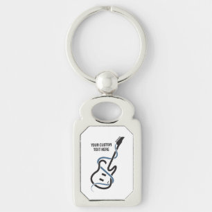 Porte-clés Guitare stylisée de texte personnalisé