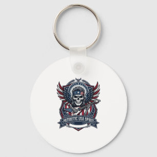 Porte-clés Guitariste de la Liberté Patriotique Crâne Musique