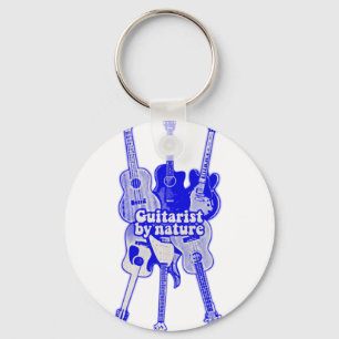 Porte-clés Guitariste de nature. guitare bleue vintage