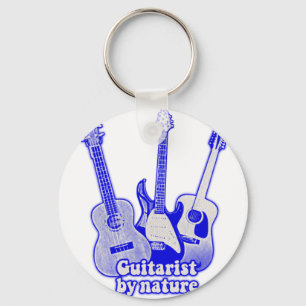 Porte-clés Guitariste par nature. guitare bleu rétro